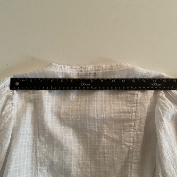 American Eagle Tie-Front Long Puff Sleeve Peasant Blouse XL White Boho Cottage - Picture 7 of 10